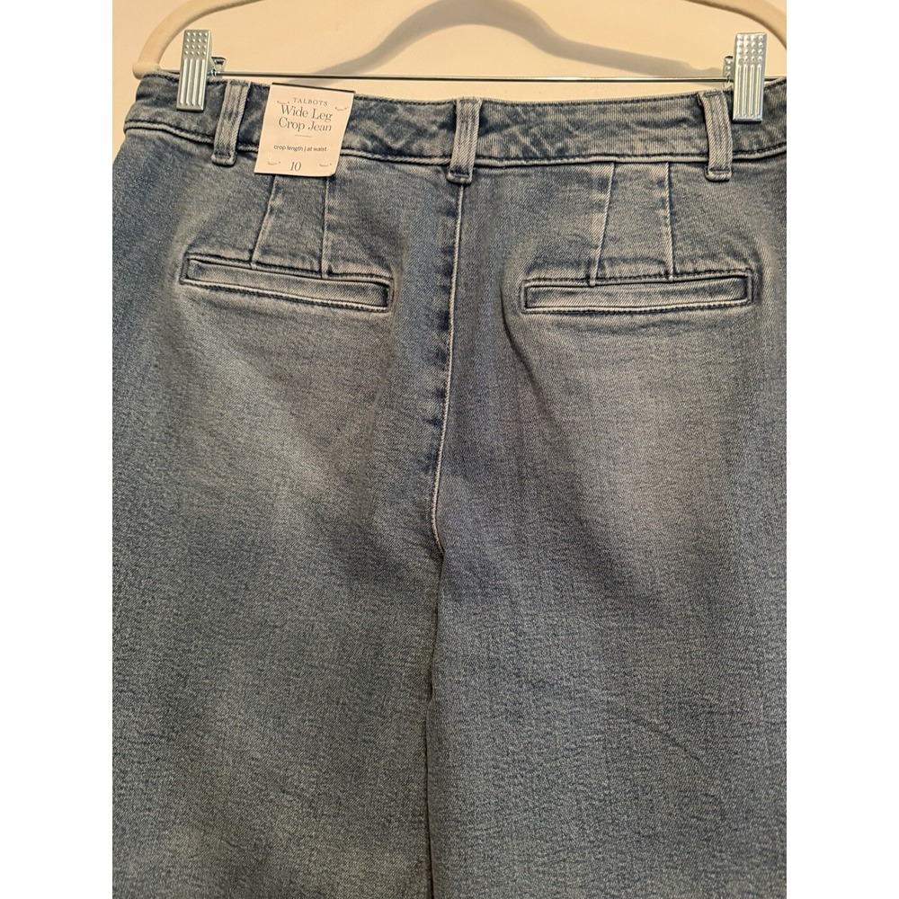 Talbots Wide Leg Crop Jean Mattituck Wash Blue Stretch Denim Size 10 NEW Cotton - Picture 4 of 10